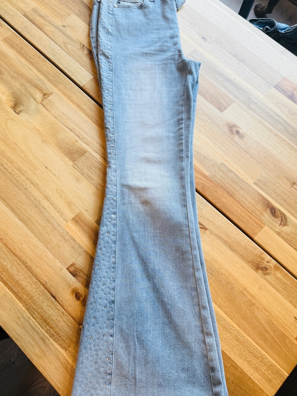 Judy Blue Light Wash Flare Jeans with Side Stud Accents